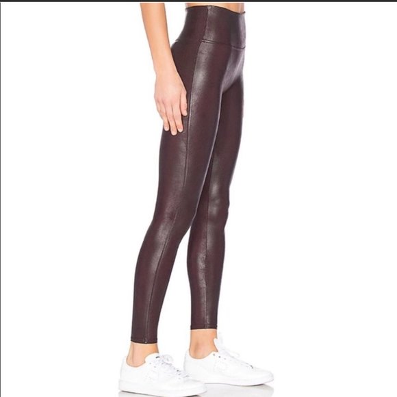 Assets By Spanx Pants - Spanx Assets Red Wine Faux Leather Leggings Small